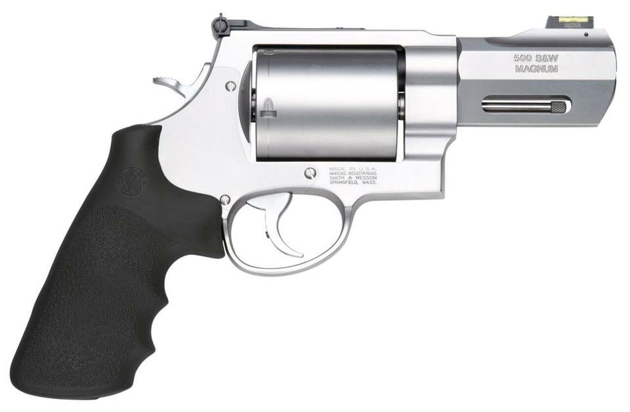 Smith & Wesson 500 Performance Center 500 SW Magnum 3.5" Custom Barrel, SS Finish, Rubber Grips, Fiber Optic Front Sight, 5Rd, Unfluted Cylinder