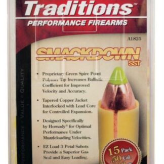 Traditions Black Powder Smackdown SST Muzzleloading Bullet With Sabot .50 Caliber/.45 Diameter 300 Grain 15 Per Pack