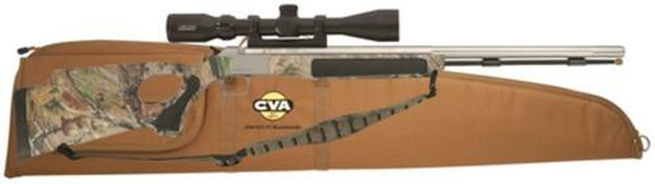 CVA Accura V2 Muzzleloader .50 Caliber 27" Fluted Stainless Steel Barrel Ambidextrous Composite Thumbhole Stock Realtree APG HD Camouflage Finish KonusPro 3-10x44mm Illuminated Reticle Scope Mounted with DuraSight Dean-On One-Piece mount and CVA padd
