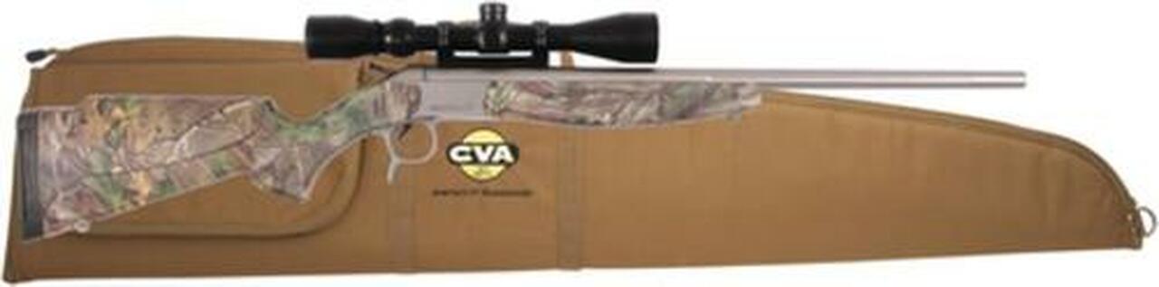 CVA Scout V2 Single Shot Package .35 Whelen 22" Stainless Steel Barrel Synthetic Stock Realtree Xtra Green Camouflage, KonusPro 3-9x40mm Riflescope and Case