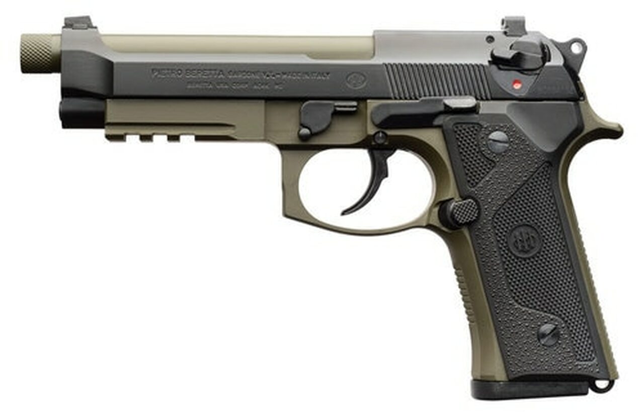 Beretta M9A3 9mm, 5.2" Barrel, Night Sights, Decocker, OD Green/Black, 17rd