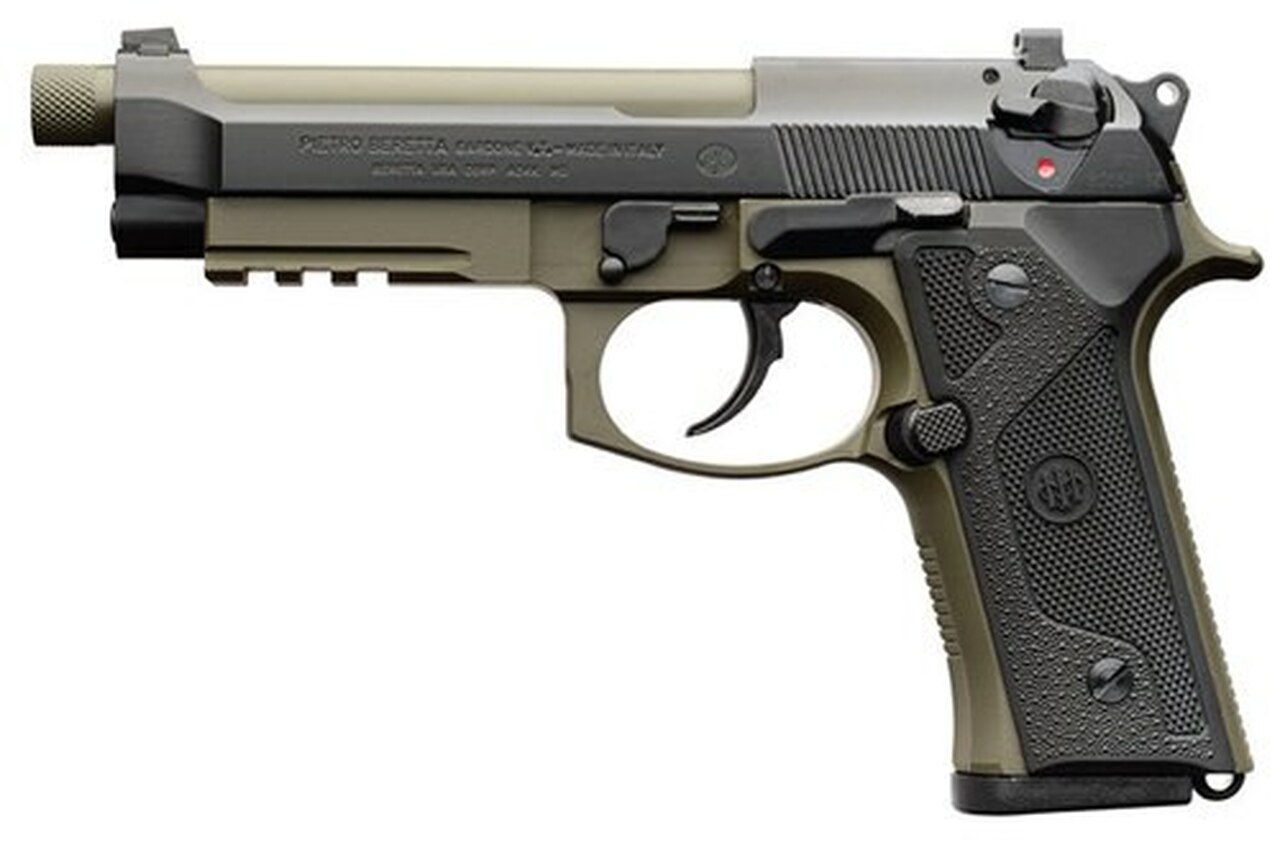 Beretta M9A3 9mm, 5.1" Barrel, Black Slide, Green Frame, 10rd