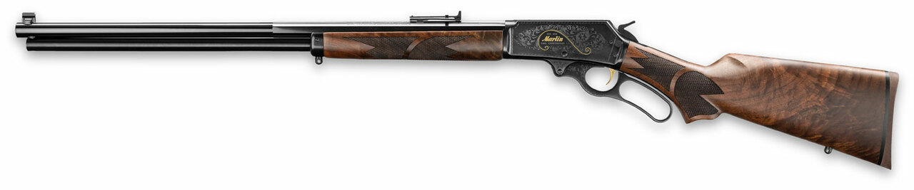 Marlin 1895 444 Marlin 150 Year Anniversary Edition, Engraving Gold Inlay, C-Grade Walnut Pistol S-Grip Stock, 24" Half Octagon/Halfrd Barrel, Skinner Ladder Sights - Image 2