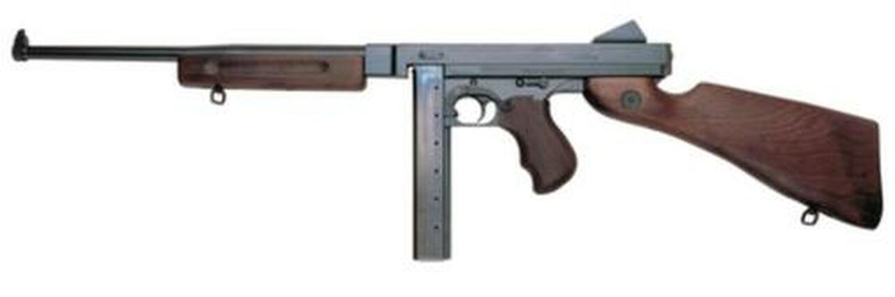 Auto Ordnance M1 Thompson 45 ACP, 16.5" Barrel, Black, Walnut Stock, Fixed Sights, 30Rd Mag
