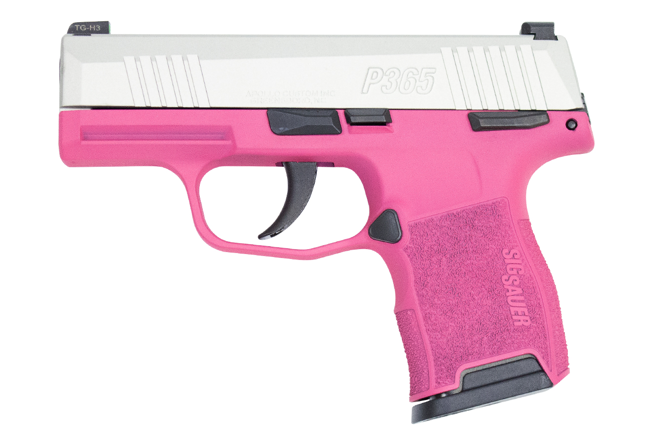 P365 Micro Compact 9mm Striker-Fired Pistol with Pink Cerakote Frame and Silver
