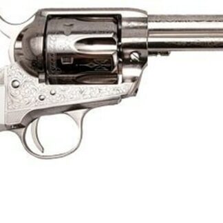 Cimarron S.A.A. Frontier Engraved .45 Long Colt5.5.5" Barrel Nickel Finish, Ivory Type Grips 6 Round