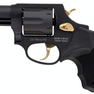 856 Ultra Lite 38 Special Matte Black Double-Action Revolver with Gold Accents
