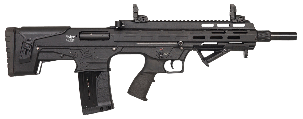 Landor Arms Bullpup 12 Ga 3", 18.5" Barrel, Black, Fixed Bullpup Stock, Flip Sights