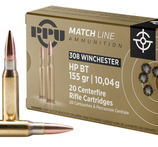 PPU Ammo 308 Win 7.62x51mm, 155gr, Hollow Point Boat-Tail, 20Bx/10Cs - Ammo | The Gun Shop
