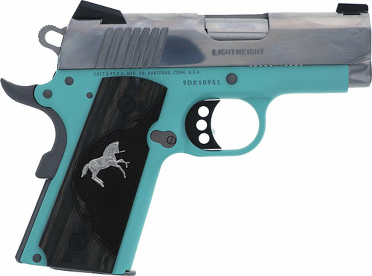 Colt 1911 Defender Compact 9MM 3" Barrel Robin Egg Blue Frame SS Slide 8rd Mag - 1 of 300