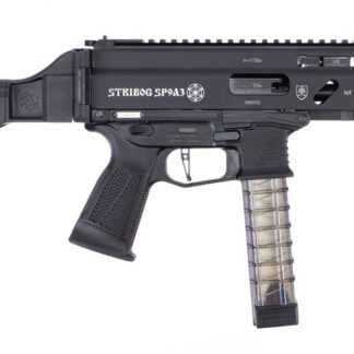 Grand Power Stribog SP9A3 9mm, 8" Barrel, Flip-Up Sights, SB Folding Brace, Black, 30rd