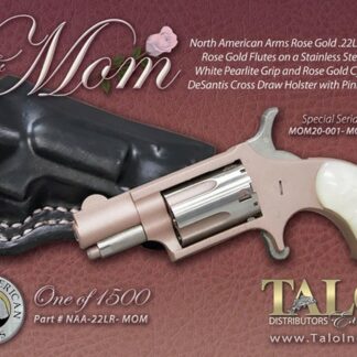 North American Arms MOM Mini Revolver 22LR 1/1/8" Barrel Rose Gold, White Pearl Grips, With Holster