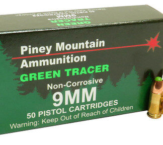 Piney Mountain Green Tracer 9mm, 119gr, Full Metal Jacket, 20rd Box - Ammo | The Gun Shop
