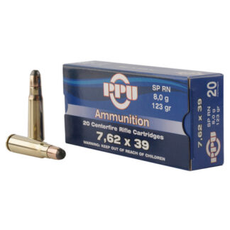 PPU 7.62x39mm, 123gr, Soft Point Round Nose, 20rd Box - Ammo | The Gun Shop