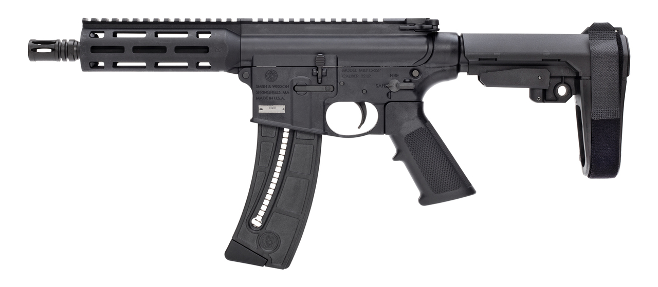 Smith & Wesson, M&P 15-22 Pistol, Semi-automatic, AR, 22 LR, 8"Barrel, Matte Black, SB Tactical SBA3 Brace, Polymer Receiver, M-Lok Handguard, 1 Mag, 25Rd - Image 2