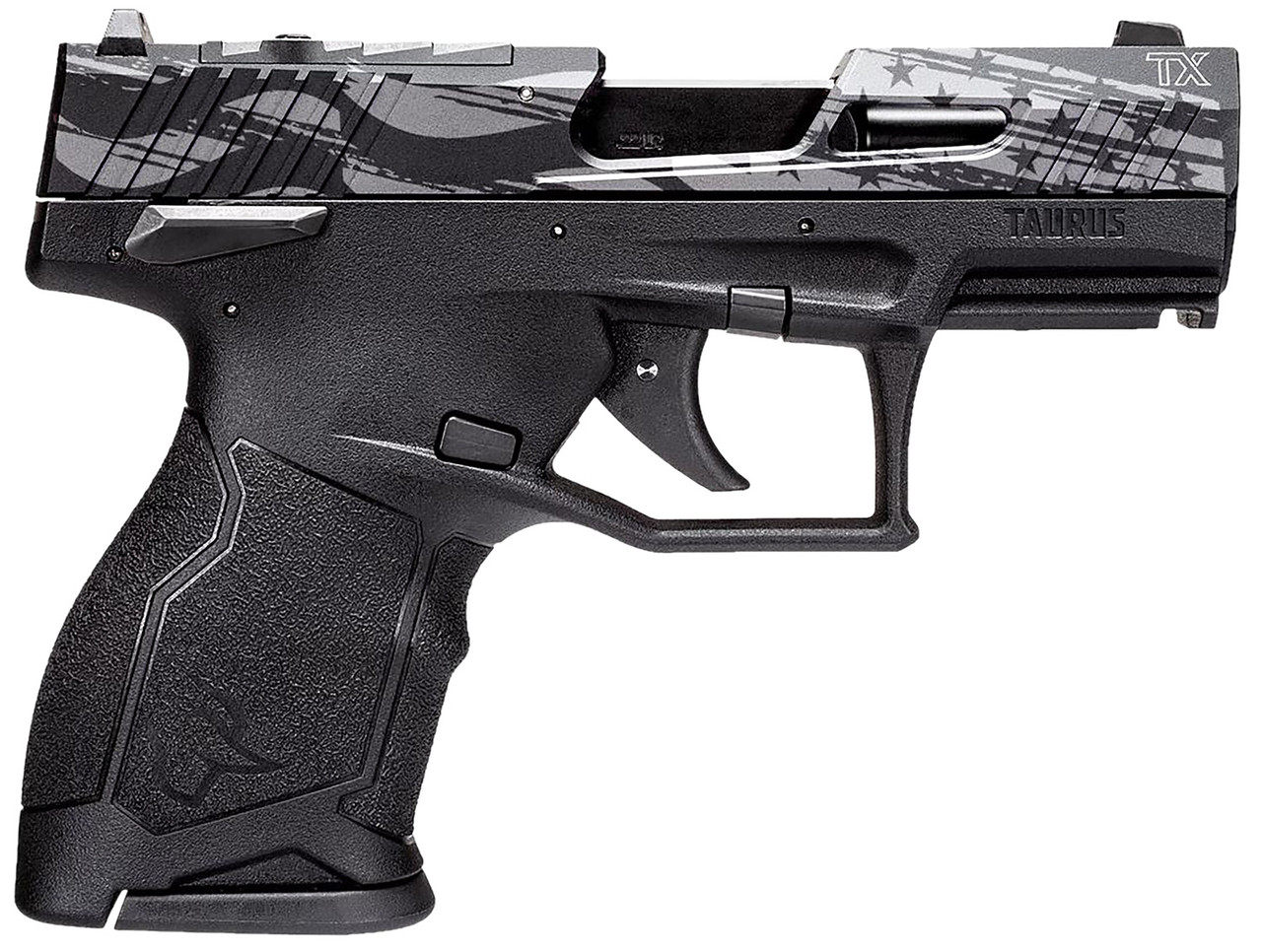 Taurus TX22C TORO 22 LR, 3.6" Barrel, Black, Engraved Distressed USA Flag Slide, 10rd - Taurus | The Gun Shop