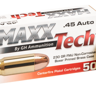 TulAmmo MaxxTech 45 ACP, 230gr, Full Metal Jacket, 50rd Box - Ammo | The Gun Shop